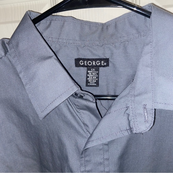 George mens gray button down shirt Large 16 16.5. - Picture 2 of 3